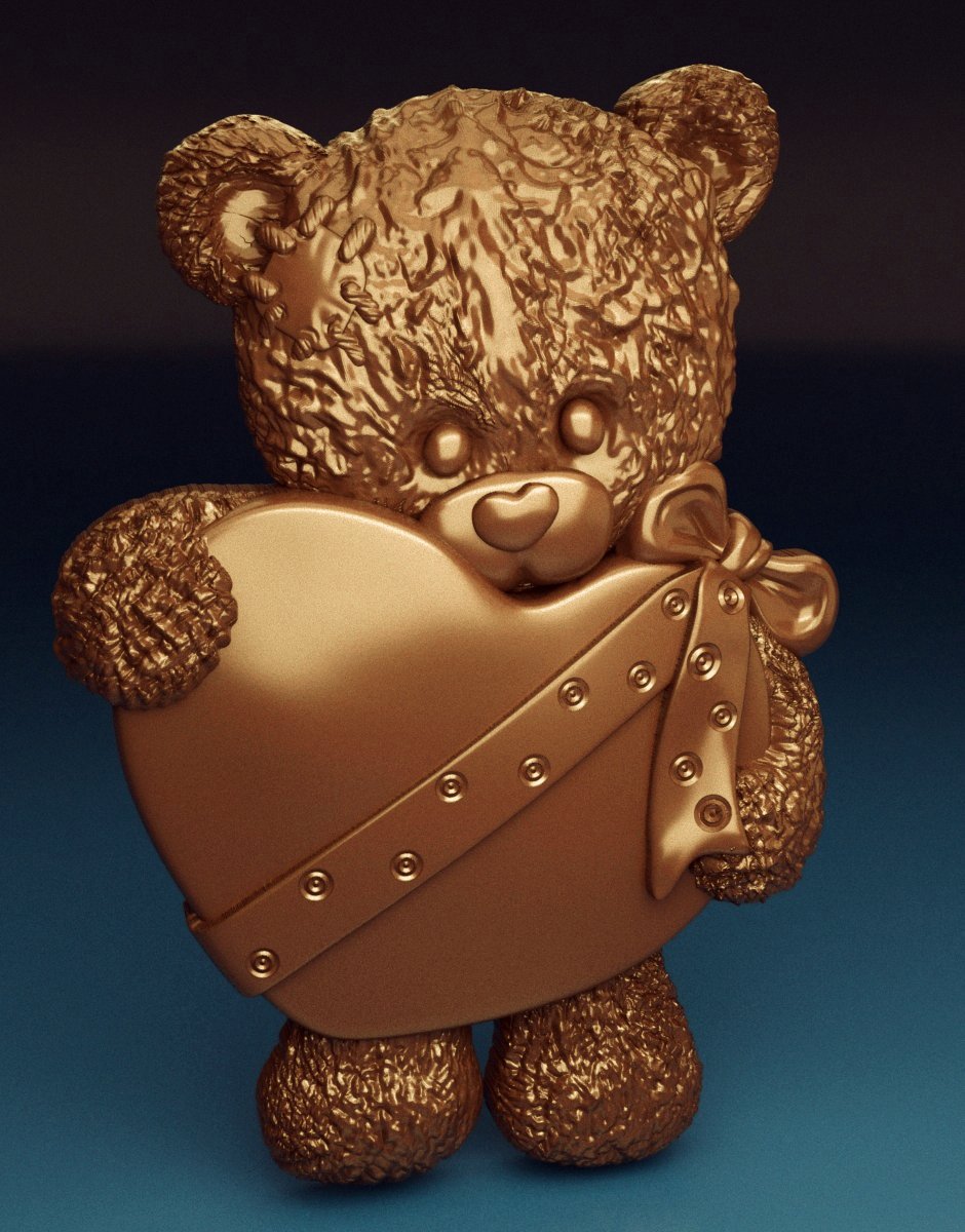Teddy Bear Heart Chocolate 3Dmodel - Dreameks