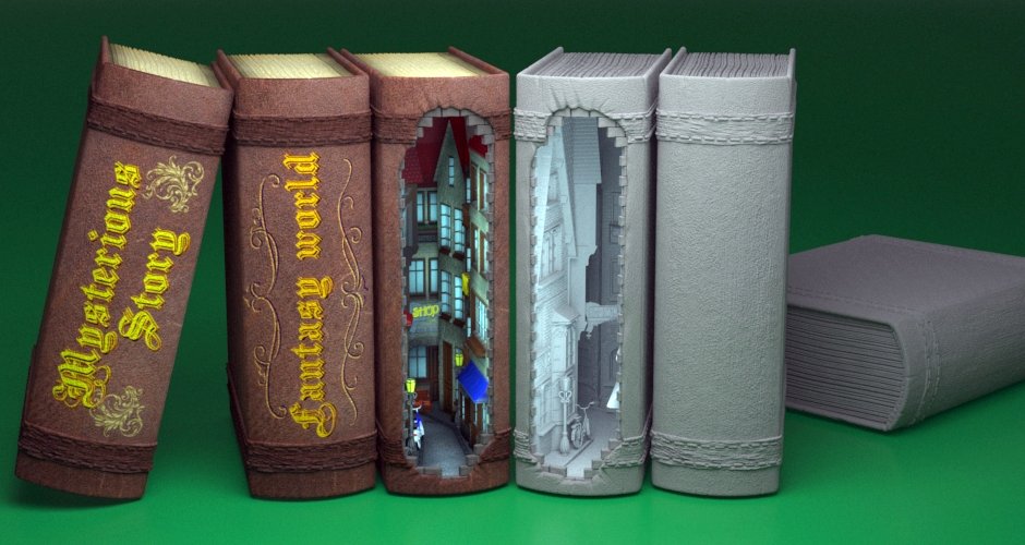 Book Nook-Street in the Book 3D model print - Dreameks
