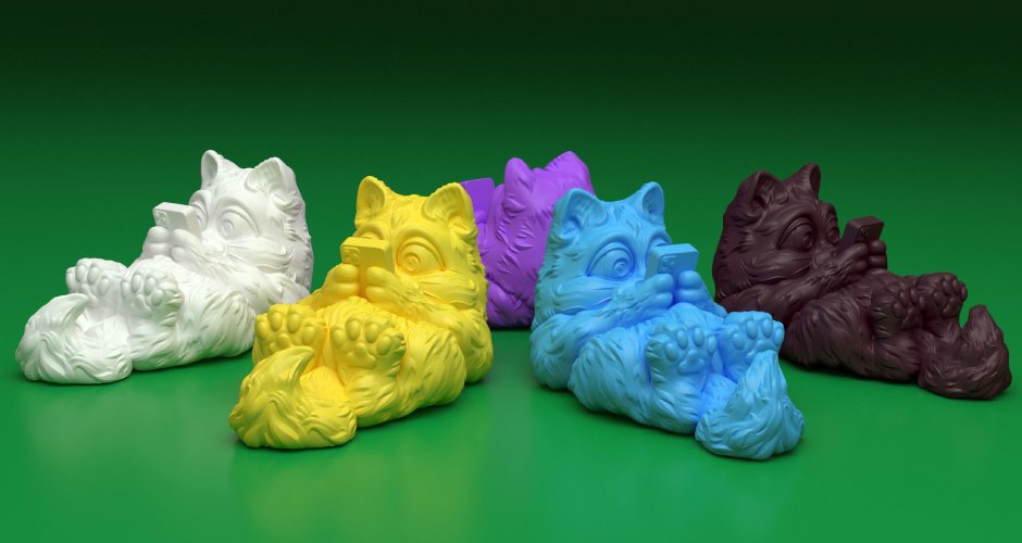 Cute Cat Phone Stand–3D Model print - Dreameks
