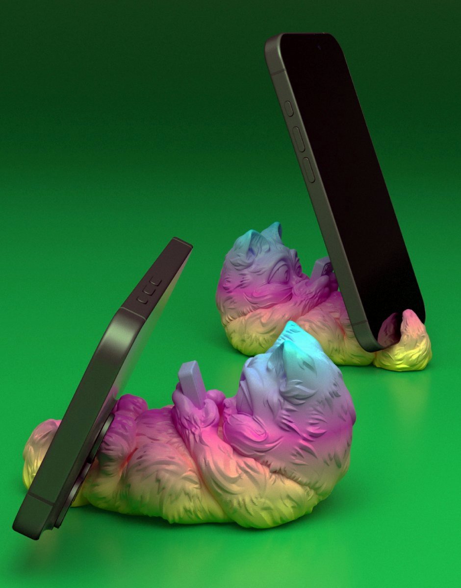 Cute Cat Phone Stand 3D Printable Model - Dreameks